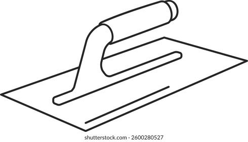 Realistic trowel or scraper used for drywall or plastering outline vector icon