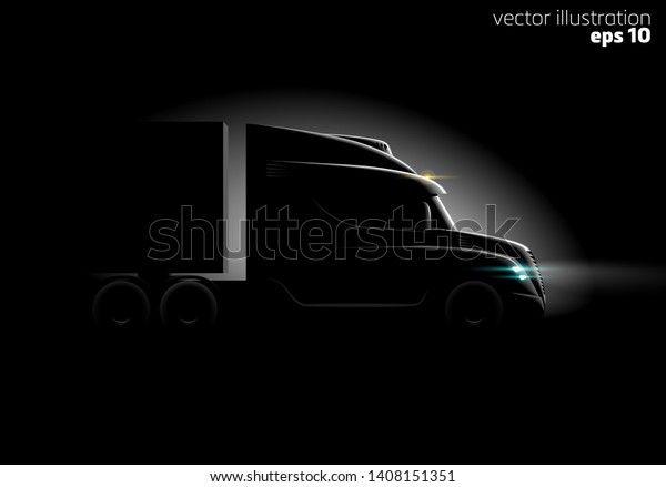 realistic truck\
in the dark in the light side\
view