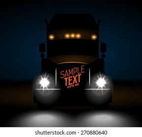 Realistic Truck Front View At Night