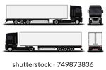 realistic truck. front view; side view; back view.