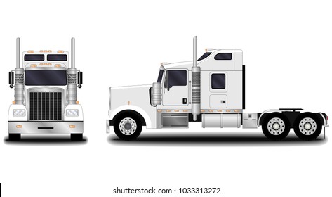 realistic truck. front view; side view.