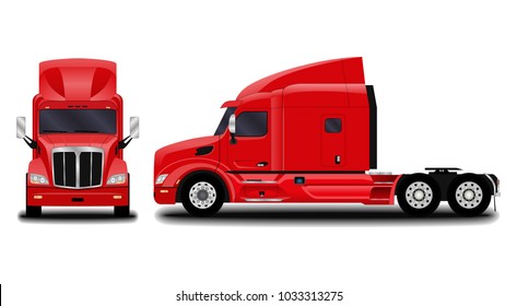 realistic truck. front view; side view.