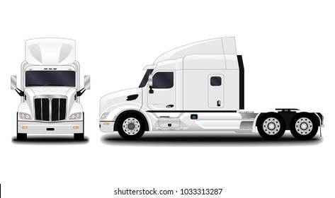 realistic truck. front view; side view.