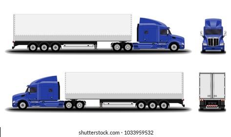 realistic truck. front view; side view; back view.