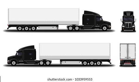 realistic truck. front view; side view; back view.