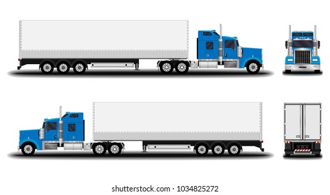 realistic truck. front view; side view; back view.