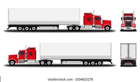 realistic truck. front view; side view; back view.