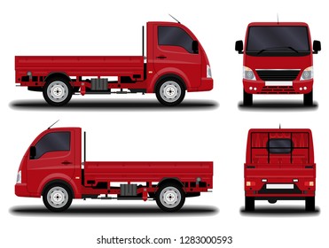 realistic truck. front view; side view; back view.