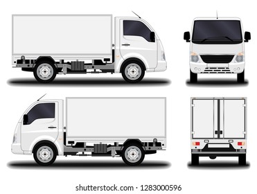 realistic truck. front view; side view; back view.