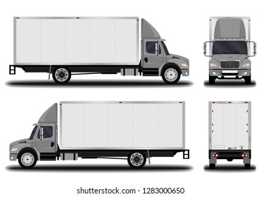 realistic truck. front view; side view; back view.