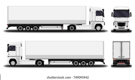 realistic truck. front view; side view; back view.