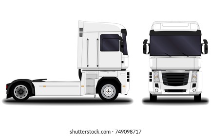 realistic truck. front view; side view.