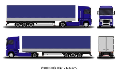 realistic truck. front view; side view; back view.