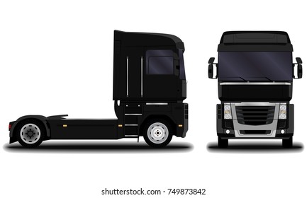 realistic truck. front view; side view.