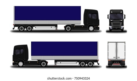 realistic truck. front view; side view; back view.