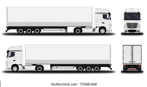 realistic truck. front view; side view; back view.