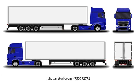 realistic truck. front view; side view; back view.