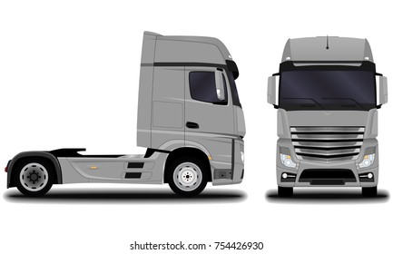 realistic truck. front view; side view.