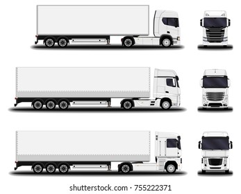 realistic truck. front view; side view.