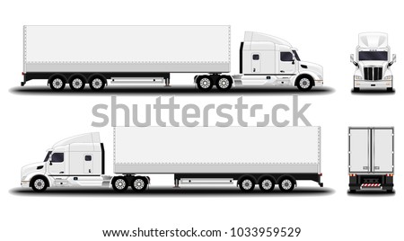 realistic truck. front view; side view; back view.
