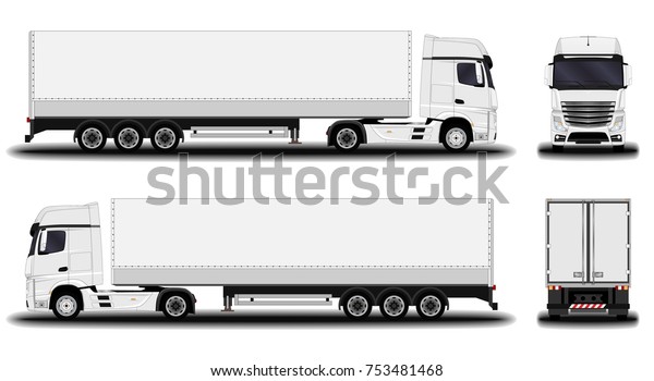 リアルなトラック 正面図 側面図 背面図 のベクター画像素材