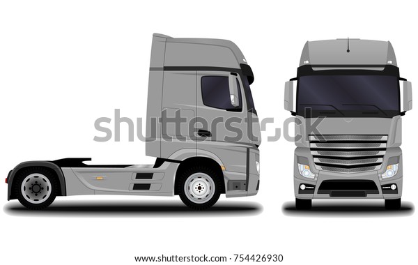 Realistic Truck Front View Side View Stock Vector (Royalty Free) 754426930