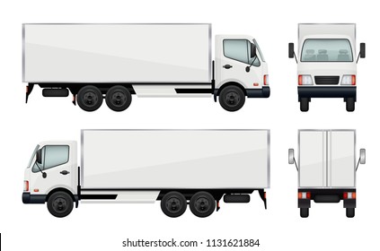 Realistic truck. Vector illustrations transportation of cargo. Truck transport, cargo lorry with trailer