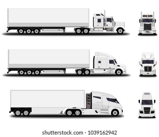 realistic trucks set. front view; side view. 