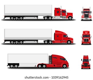 realistic trucks set. front view; side view. 