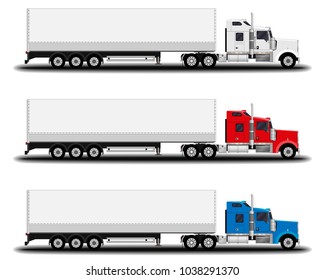 realistic trucks set. side view.