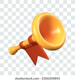 Realistic trumpet for game design. Musical wind instrument for sound notification