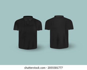 Realistic T-Shirt Mockup In Front And Back View On Blue Background.
