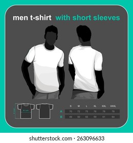 Realistic T-shirt Mockup With Size Chart