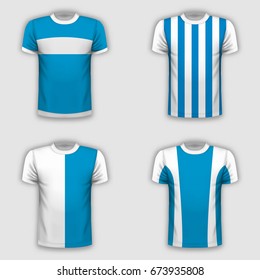 Realistic T-shirt template set for your projects. Vector illustration.