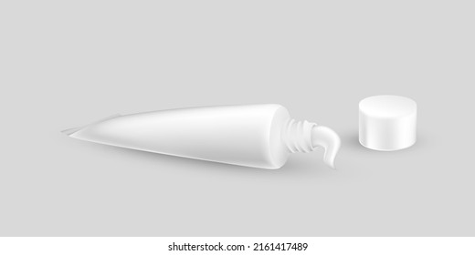 Realistic tube of cream. Packaging mockup template for cosmetic and medical products. Vector illustration