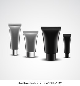 Realistic tube. Set of cosmetic products on a white background. Vector illustration