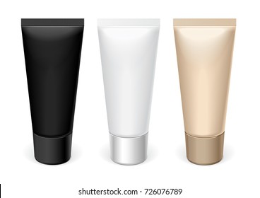 Realistic tube. Set of cosmetic products on a white background. Cosmetic package collection for cream, soups, foams, shampoo, tooth paste, glue. vector illustration.