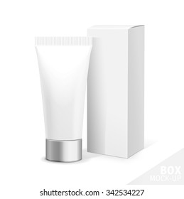 Realistic Tubes And Package. Packing White Cosmetics Or Medicines Isolated On White Background. You Can Use It For Tube Of Creams, Shampoo, Gel, Sauce, Paint, Ointments, Lotions Or Any Other Product.