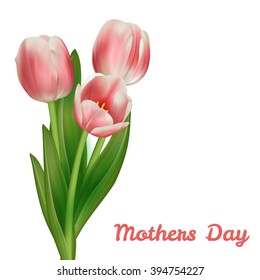Realistic tulips bouquet Mother's day card design template