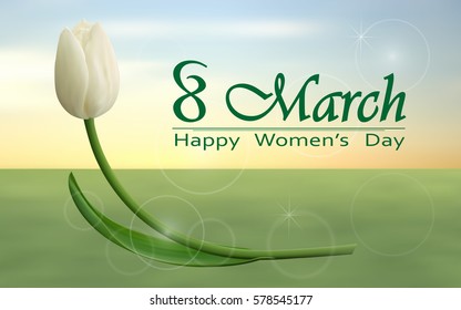 Realistic tulips, happy women's day