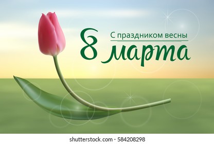 Realistic tulips, happy women's day