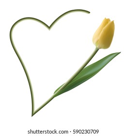 Realistic tulips, spring frame, with love