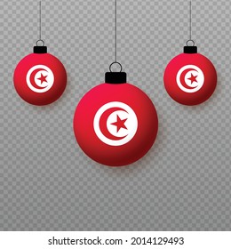 Realistic Tunisia Flag with flying light balloons. Decorative elements for national holidays.
