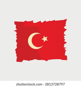 Realistic Turkish Flag with Ripped Paper Effect Modern Vector Background