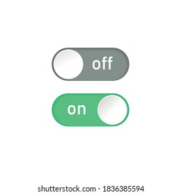 Realistic Turn on and turn off swipe buttons isolated on white background. Switch symbol with shadows. Toggle icon template. Vector flat design illustration for apps and games.