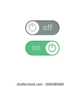 Realistic Turn on and turn off swipe buttons isolated on white background. Switch symbol with shadows. Toggle icon template. Vector flat design illustration for apps and games.