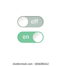 Realistic Turn on and turn off swipe buttons isolated on white background. Switch symbol with shadows. Toggle icon template. Vector flat design illustration for apps and games.