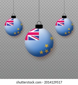 Realistic Tuvalu Flag with flying light balloons. Decorative elements for national holidays.