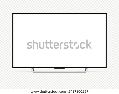 Realistic tv flat screen mockup. Blank television template. Vector illustration.