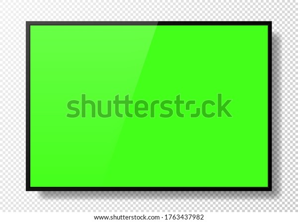 Realistic Tv Green Screen On Transparent Stock Vector (Royalty Free ...